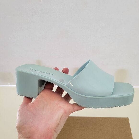 Steve Madden Harlin Blue Jelly Open Toe Slide Sandal - Picture 8 of 14